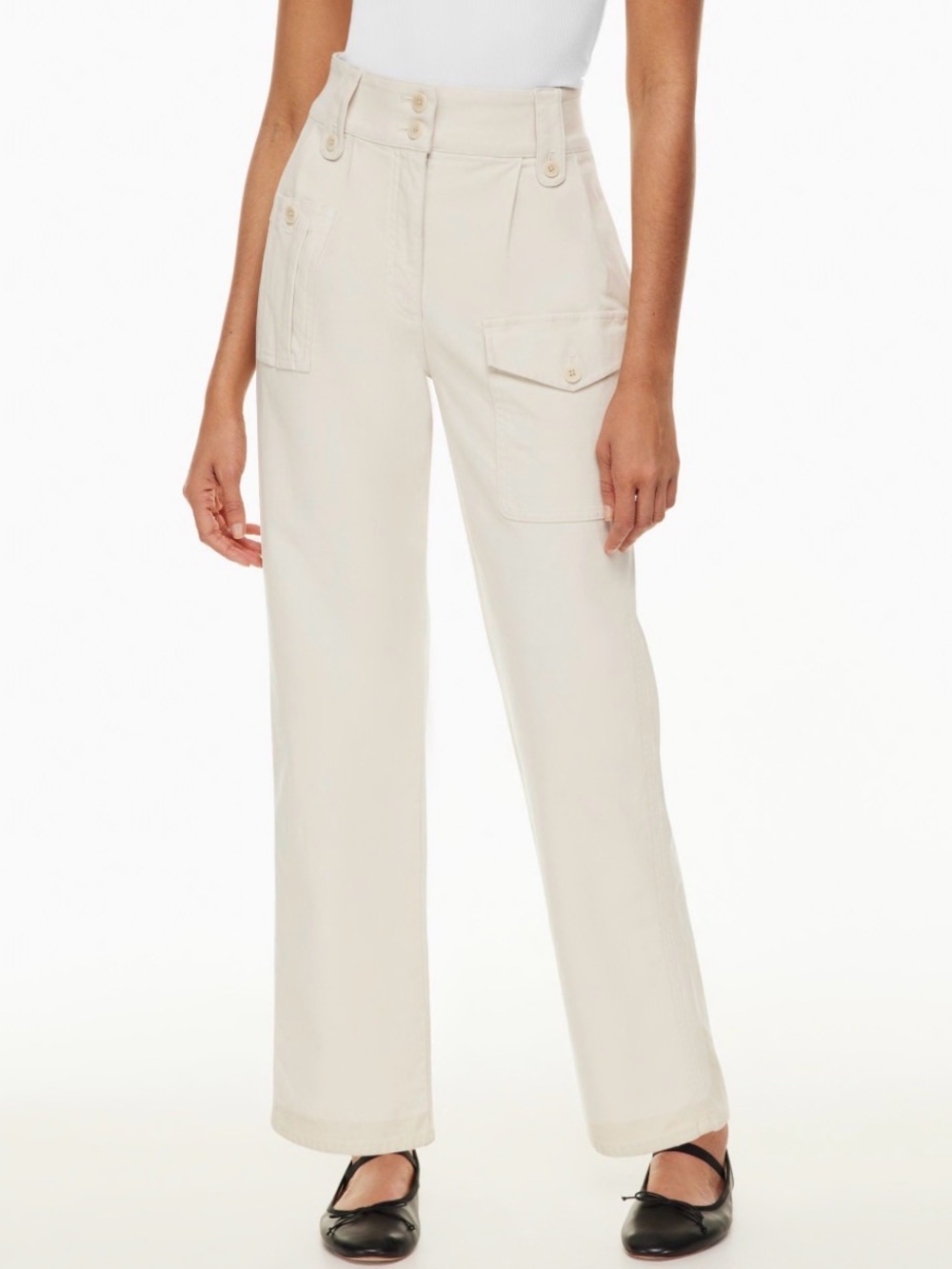 Wilfred Free Aritzia cream Tugela Cargo Pant High Rise Tapered Leg size 4